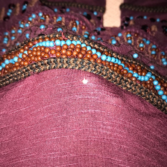 Free People Burgundy Beaded Tunic - Picture 7 of 7